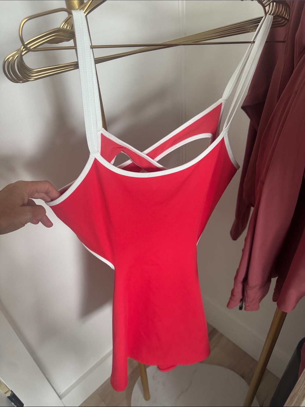 Free People Red Tank Dress with White Trim